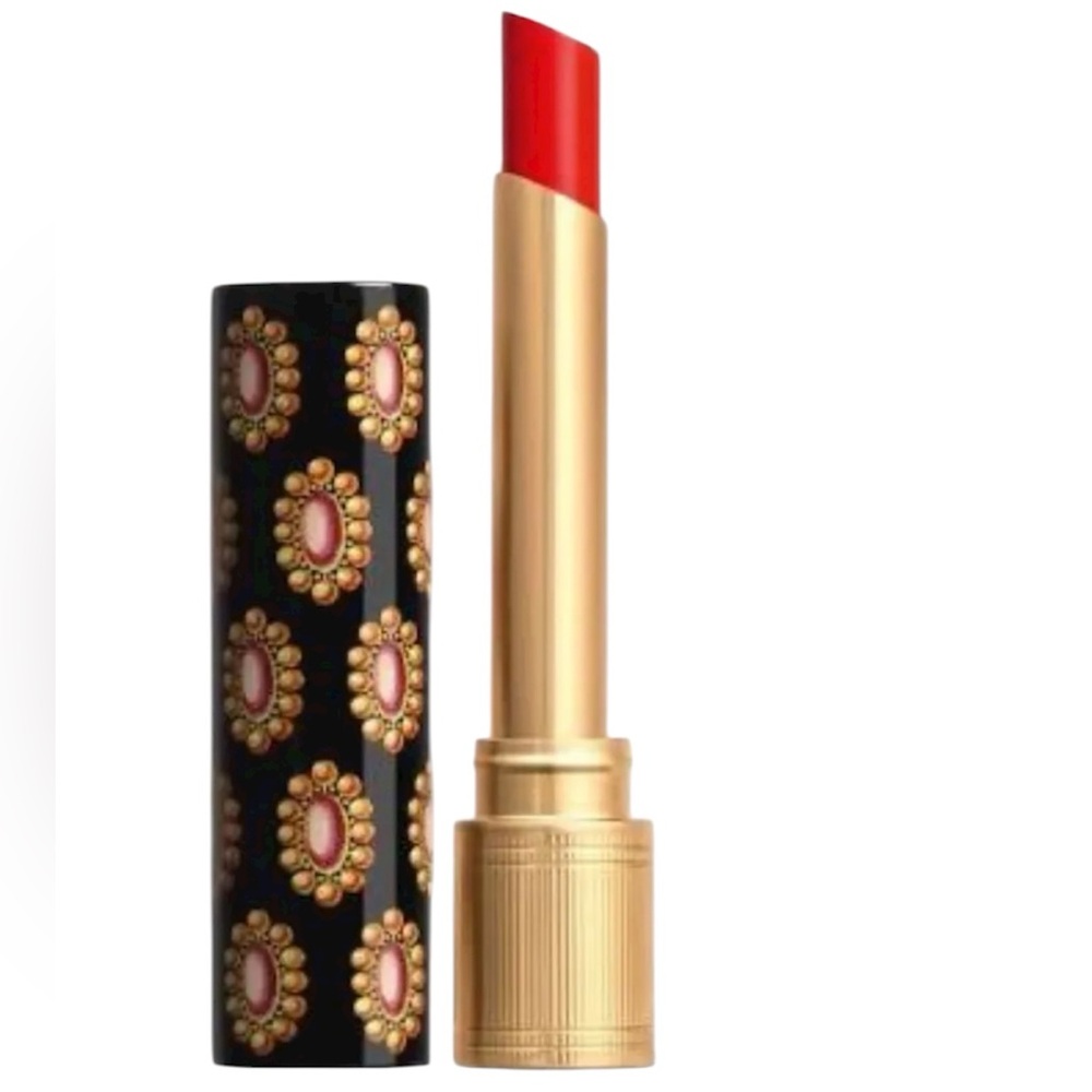 Gucci Rouge de Beauté Brillant Glow Lipstick & Gucci Gold GG Monogram Mirror NIB - Picture 3 of 16